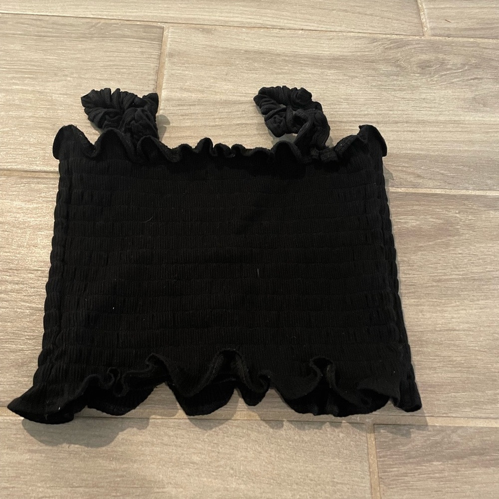 Reformation Crop Top Black Tank Smocked Small